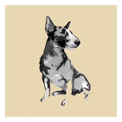 Siddende bullterrier af cartissi
