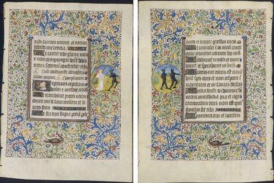 Blad fra en timebog: Angel Chasing a Devil (recto) og Two Devils (verso) af circle of Coëtivy Master