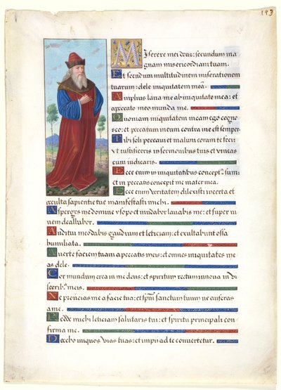 Blad fra en timebog: Kong David af circle of Jean Bourdichon