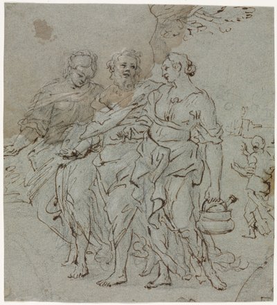 Lot og hans døtre (rekto) af circle of Pietro da Cortona
