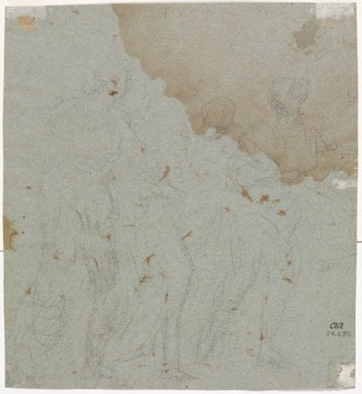 Skitse til Lot og hans døtre (verso) af circle of Pietro da Cortona