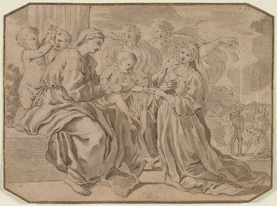 St. Catherines mystiske ægteskab af copy after Nicolas Poussin