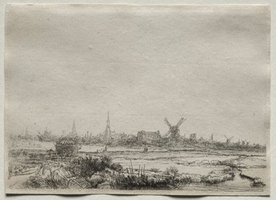 Kopi af Udsigt over Amsterdam fra nordvest af copy after Rembrandt van Rijn