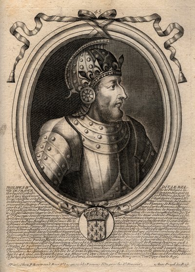 Portræt af Philip IV the Bel (1268 - 1314), konge af Frankrig - Philip IV the Fair (1268-1314) Konge af Frankrig - gravering fra 