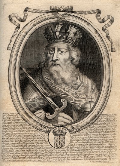 Karl den Store (Charles I dit le Grand, Carolus Magnus, 742-814), Frankernes konge - Karl den Store (Carolus Magnus, Karl den Store) (747-814) Frankernes konge og den kristne kejser af Vesten - gravering fra 