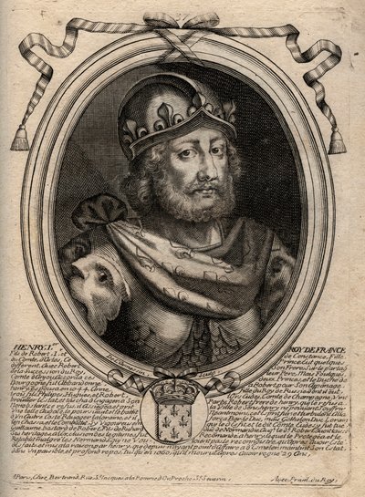 Capetianernes dynasti: Portræt af Henrik I (1009-1060), frankernes konge fra 1031 til 1060 - Henrik I (1009-1060) Frankrigs konge - gravering fra 