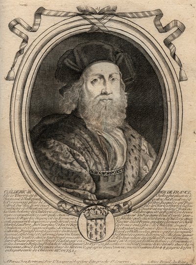 Merovingernes dynasti: Portræt af Childerik III (714-755) Frankernes konge - CHILDERIC III (d. 754) Frankernes konge, 741-751, og den sidste af merovingerne - gravering fra 
