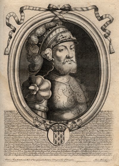 Portræt af Dagobert, frankernes konge fra 628 til 638 - Dagobert (605-39) Frankernes konge - gravering fra 
