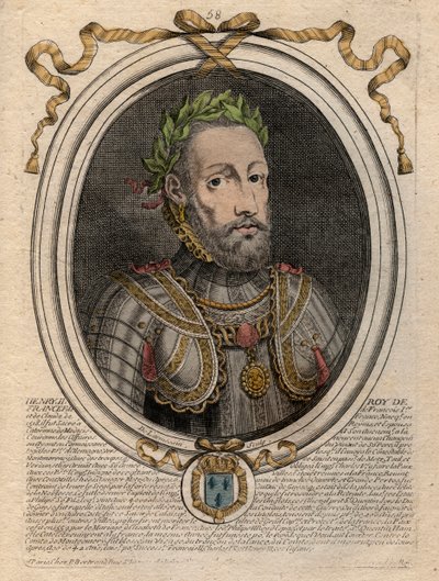 Portræt af Henrik II (1519-1559) Konge af Frankrig - Henrik II (1519-59), konge af Frankrig - gravering fra 