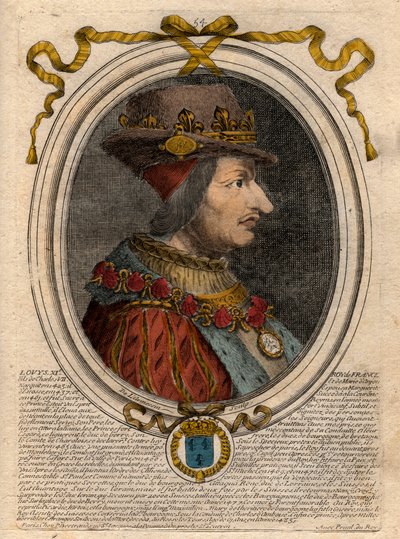 Portræt af Louis XI (1423-1483), konge af Frankrig - Portræt af Louis XI af Frankrig (1423-1483), konge af Frankrig - gravering fra 