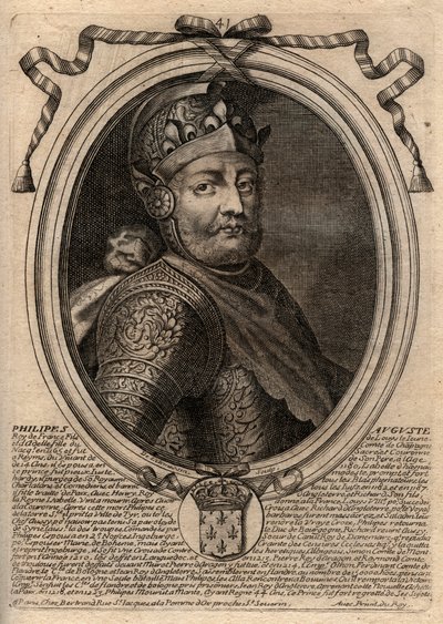 Portræt af Philip II dit Philippe Auguste (1165-1223) - Philip Augustus II (1165-1223) Konge af Frankrig - gravering fra 