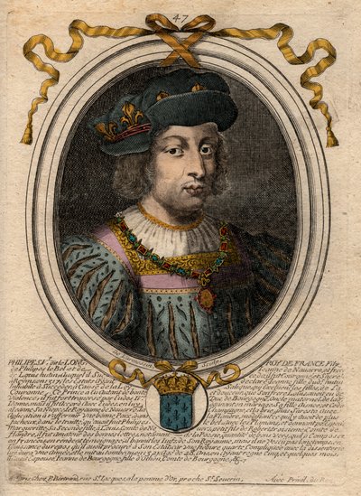 Portræt af Filip 5. den lange (1294-1322), konge af Frankrig - Filip 5. (1294-1322) 