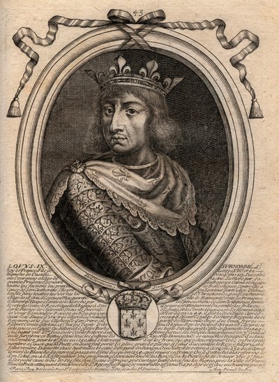 Portræt af Saint Louis (Saint-Louis, Louis IX (1214-1270) - Saint Louis IX (1214-70) konge af Frankrig - gravering fra 