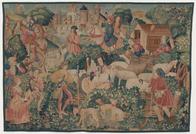 Jagt og pastorale scener, med en hyrdinde klipning af design probably French 16th Century, Paris; woven in southern Netherlands or Paris in an undetermine workshop