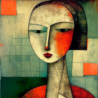 Eyes of Mystery: Abstrakt figurativ surrealisme Dameportræt af F. Abderrahim