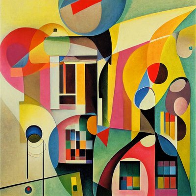 Multicolor abstrakte geometriske former, lærredskunstudskrifter af F. Abderrahim