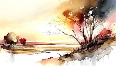 Natur & landskab Abstrakt vandret maleri, vægkunst print på efterspørgsel af F. Abderrahim