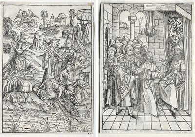 Skattevogteren: Moses fundet af Faraos datter (recto); Skattevogteren: Kristus før Kajfas (verso) af firm of Christophe Philippe Oberkampf
