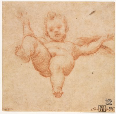 Flyvende Amor af follower of Annibale Carracci