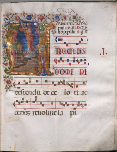 Antiphonary: Initial A, Opstandelse af follower of Girolamo da Cremona