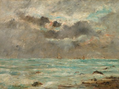 Kysten ved Trouville af imitator of Eugène Boudin