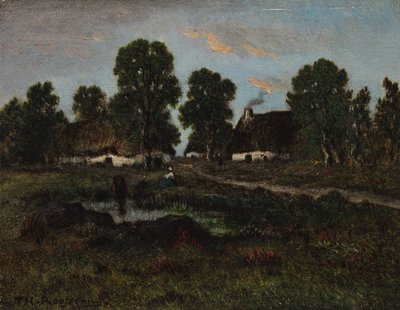Hytter nær Larchant af imitator of Théodore Rousseau