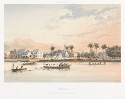 Regeringshus og plads i Paramaribo Udsigt fra Hollands Vestindien (serietitel) af jonkheer Jacob Eduard van Heemskerck