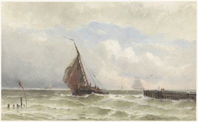 Vlissingen Havn, med indkommende sejlskib af jonkheer Jacob Eduard van Heemskerck