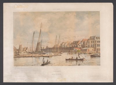 Waaigat og Willemstads bymur Curacao. Waaigat og bymur Vestindien (serietitel på objekt) Udsigt fra Hollands Vestindien (serietitel) af jonkheer Jacob Eduard van Heemskerck