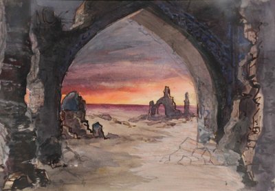 Scenedesign til skuespillet Rupture Grass af E. Goslavsky, 1901 af karl Fyodorovich Valz