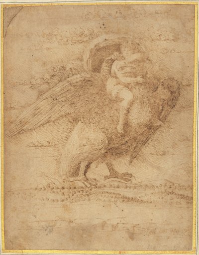 Jupiter og Ganymedes over et vidtstrakt landskab af or Andrea Mantegna Giovanni Bellini