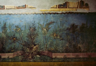 Fresco, der viser en have med træer og fugle, fra Huset Livia på Palatinerhøjen, Rom, Italien. romersk civilisation af Unbekannt Unbekannt