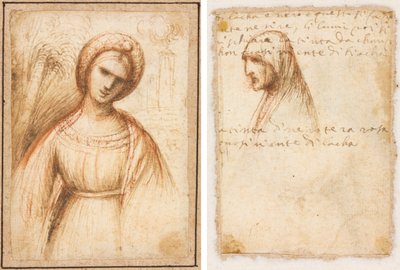 Dame i et Landskab (recto); Bust-længde profil af en gammel kvinde (verso) af possibly by Dosso Dossi