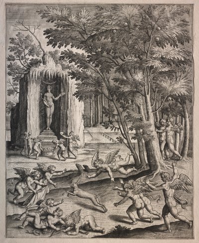 Amorer på leg af possibly by Hieronymus Wierix