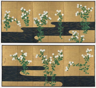 Krysantemum ved en Strøm af possibly by Ogata Kōrin