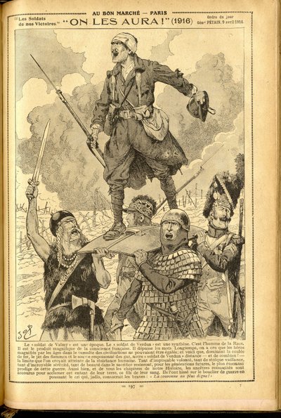 Agenda Buvard du Bon Marche 1917 - Illustration af Job (Jacques Marie (Jacques-Marie) Gaston Onfray og Breville) (1858-1931): Vi skal have dem! 1916 - 14. -18. krig, medicinsk, medicin, sundhed, uniformer, større kampe, rustning - soldater, gallere - histo af pseudonym for Onfray de Breville Jacques Job