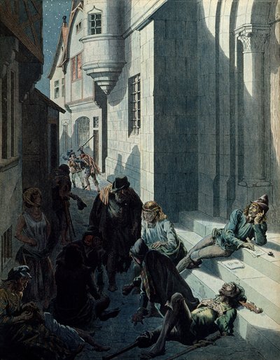 Frankrigs historie i middelalderen (middelalderen): Francois de Montcorbier kendt som Francois Villon (1431-1463?), digter, der komponerer sine værker i elendigheden i Paris