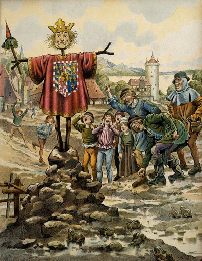 Frankrigs historie i middelalderen (middelalderen): indbyggerne i Dinant lavede et fugleskræmsel med armene fra greven af Charolais (dengang Charles Le Temeraire), som stormede byen den 25. august 1466. Illustration af Jacques Marie Gaston Onfray de Brevil af pseudonym for Onfray de Breville Jacques Job