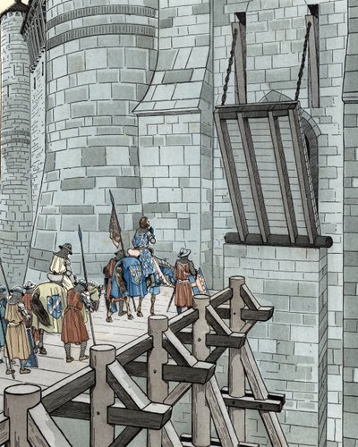Hundredårskrig: Philippe VI af Valois beder om asyl på Château de Broye (1346) af pseudonym for Onfray de Breville Jacques Job
