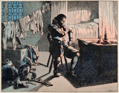 Illustration fra bogen “” Le bon roy Henri””, illustreret af Jacques Marie Gaston Onfray de Breville dit JOB (1858-1931): I 1589 blev Henri konge af Frankrig, men uden penge - Privat samling af pseudonym for Onfray de Breville Jacques Job