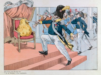 Jacques Marie Gaston Onfray de Breville dit JOB (1858 - 1931); Illustration taget fra bogen "" Les epees de France"": Louis philippe chasse du trone (Joseph Prudhommes sabel "" Denne sabel er den smukkeste dag i mit liv. Den vil tjene mig til at forsvare m af pseudonym for Onfray de Breville Jacques Job