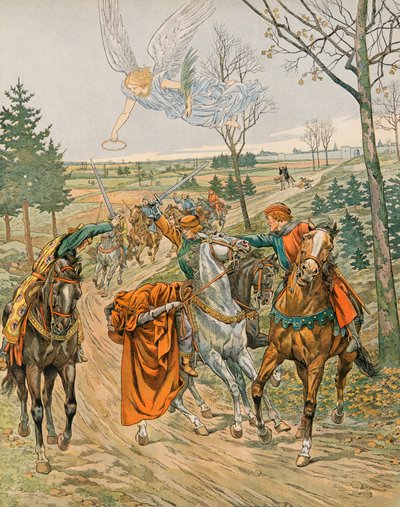 Jacques Marie Gaston Onfroy de Breville dit JOB (1858-1931) - Belgiens historie: Sankt Albert af Leuven (ca. 1166-1192), Prins af Liège myrdes i Reims af shekarerne af kejser Henrik VI i 1192, privat samling af pseudonym for Onfray de Breville Jacques Job