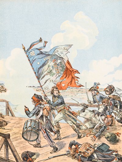 Jacques Marie Gaston Onfroy de Breville dit JOB (1858-1931) - Napoleon Bonaparte ved Arcole-broen i 1796, privat samling af pseudonym for Onfray de Breville Jacques Job