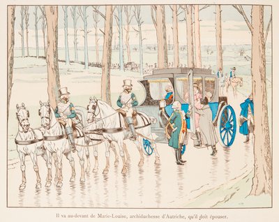 Jacques Marie Gaston Onfroy de Breville dit JOB (1858-1931) - Napoleon Bonaparte går foran Marie Louise af Østrig før hendes ægteskab i 1810, privat samling af pseudonym for Onfray de Breville Jacques Job