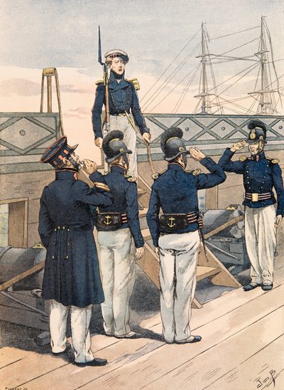 Jacques Marie Gaston Onfroy de Breville dit JOB (1858-1931) - Udrustning af franske tropper til enhver tid: fransk flåde, officerer og sømænd (1827), privat samling af pseudonym for Onfray de Breville Jacques Job