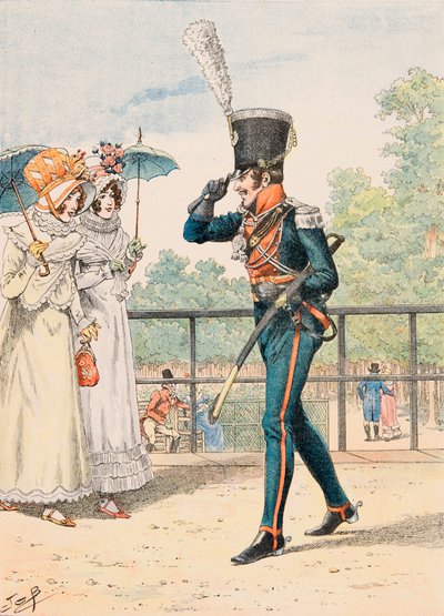 Jacques Marie Gaston Onfroy de Breville dit JOB (1858-1931) - Udklædning af franske tropper til enhver tid: Jæger af hertugen af Berry, privat samling af pseudonym for Onfray de Breville Jacques Job