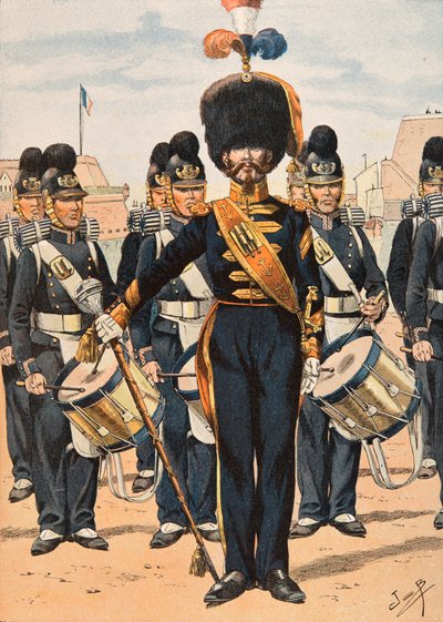 Jacques Marie Gaston Onfroy de Breville dit JOB (1858-1931) - Udrustning af franske tropper til enhver tid: Drum Major of Fleet Crews (1837), Privat Samling af pseudonym for Onfray de Breville Jacques Job