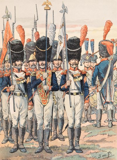 Jacques Marie Gaston Onfroy de Breville dit JOB (1858-1931) - Udklædning af franske tropper til enhver tid: Porte Aigles (1812), privat samling af pseudonym for Onfray de Breville Jacques Job