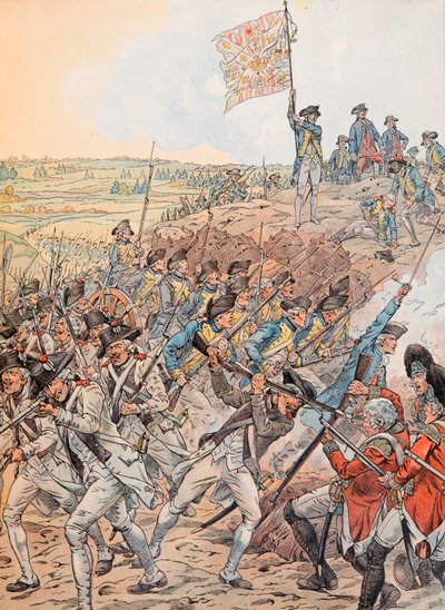 Jacques Marie Gaston Onfroy de Breville dit JOB (1858-1931) - Franskmændene under slaget ved Yorktown i oktober 1781 under uafhængighedskrigen, privat samling af pseudonym for Onfray de Breville Jacques Job