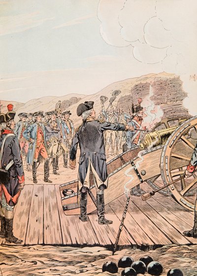 Jacques Marie Gaston Onfroy de Breville dit JOB (1858-1931) - Det første pistolskud ved Yorktown-hovedkvarteret i september 1781, privat samling af pseudonym for Onfray de Breville Jacques Job